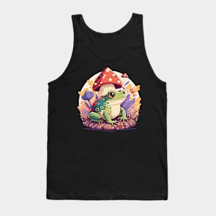 Cottagecore aesthetic frog on Mushroom Tank Top